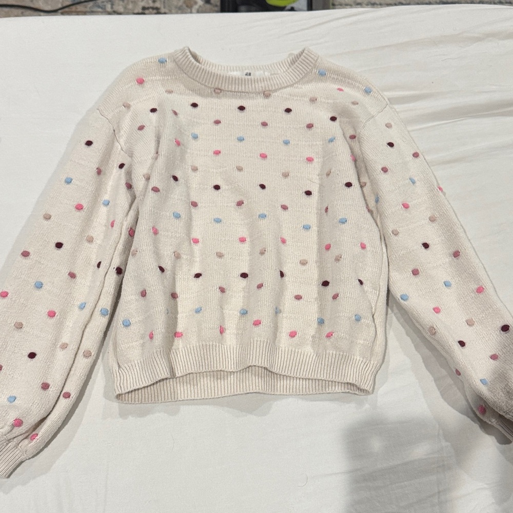 H&M Cream Sweater with Multicolor Dots
